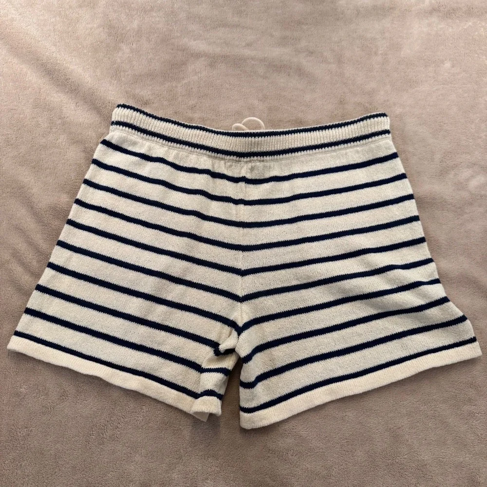 Hamptons Coastal Nautical Knit Lounge Set Resort Yacht Club Shorts Navy Sz XL/L